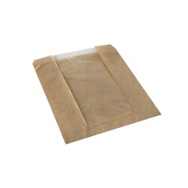 Bolsas para pão, com janela de PLA  pure 18 cm x 21,5 cm castanho