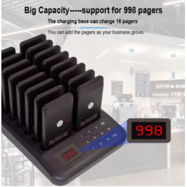 Wireless sem fio para restaurante 16 pagers 1 teclado transmissor