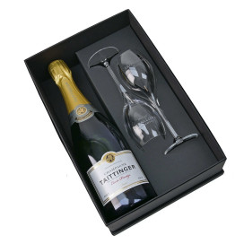 Caixa de presente de champanhe Taittinger Brut Prestige 2 taças