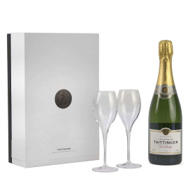 Caixa de presente de champanhe Taittinger Brut Prestige 2 taças