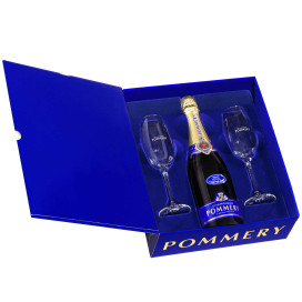 Caixa de Champagne Brut Royal Pommery e 2 taças