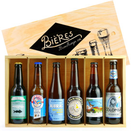 Caixa de madeira de 6 cervejas francesas 
