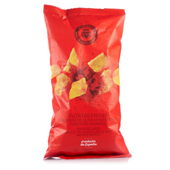 PATATAS FRITAS GOURMET CON AOVE Y PIMENTÓN125gr. CX 12U.