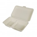 Caixas de cana de açúcar para alimentos 2 compartimentos 6,5 cm x 24 cm x 15,5 cm branco