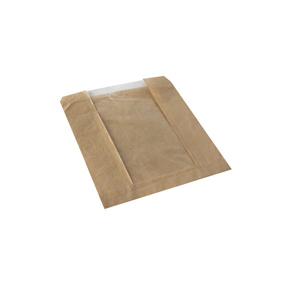Bolsas para pão, com janela de PLA  pure 18 cm x 21,5 cm castanho